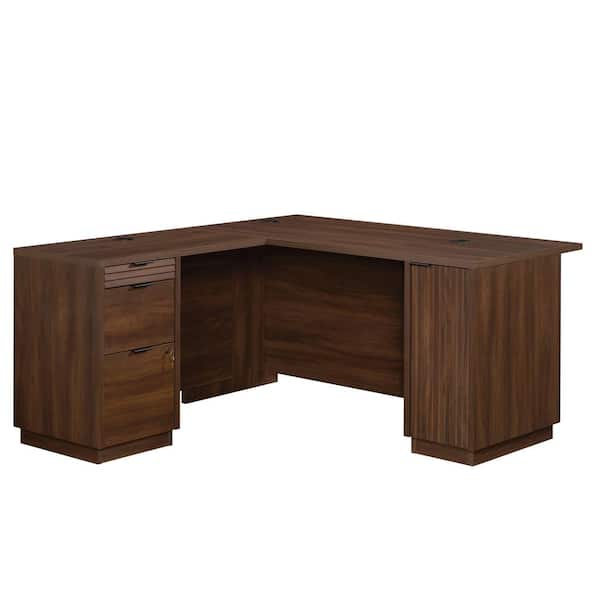 WORKSENSE Palo Alto 59.134 in. L-Shaped Spiced Mahogany Commercial Computer Desk with File Storage