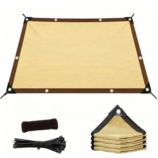 6'×8' Sand 185GSM Shade Cloth, 90% UV Block Cover with Grommets for Patio Pergola Yard