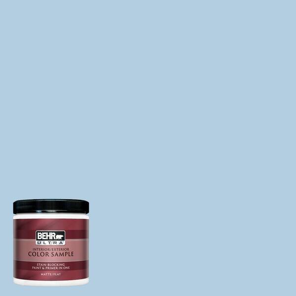 BEHR ULTRA 8 oz. #UL230-10 Crystal Waters Matte Interior/Exterior Paint and Primer in One Sample