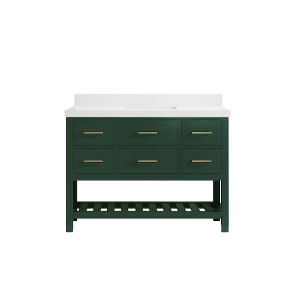 Willow Collections Parker 48 in. W x 22 in. D x 36 in. H Bath Vanity in Lafayette Green with 2 in. White Quartz Top