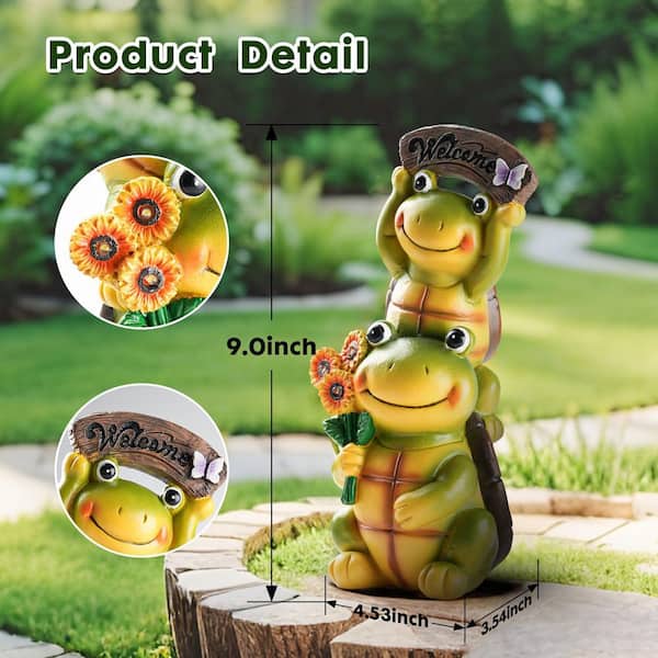 OGETFUUR Garden Turtle Outdoor Statues, Solar Garden Statue 2