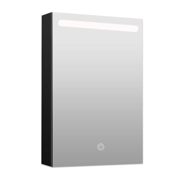 Unbranded 30 in. W x 30 in. H Black Recessed/Surface Mount Medicine Cabinet with Mirror LED No Door Lighted (Left Open)