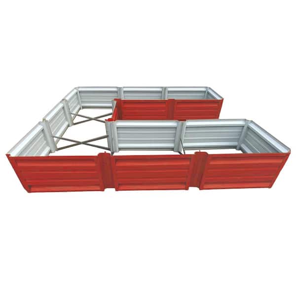 108 inch by 108 inch U Shaped Barn Red Metal Planter Box