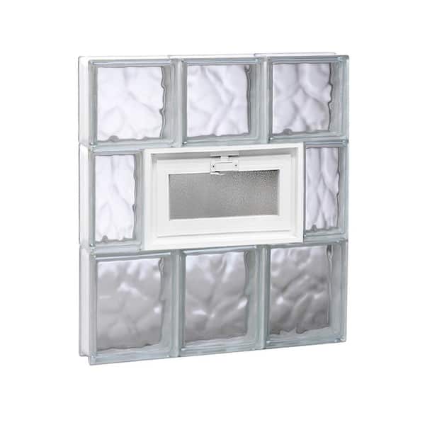 Clearly Secure 17.25 in. x 21.25 in. x 3.125 in. Frameless Wave Pattern Vented Glass Block Window