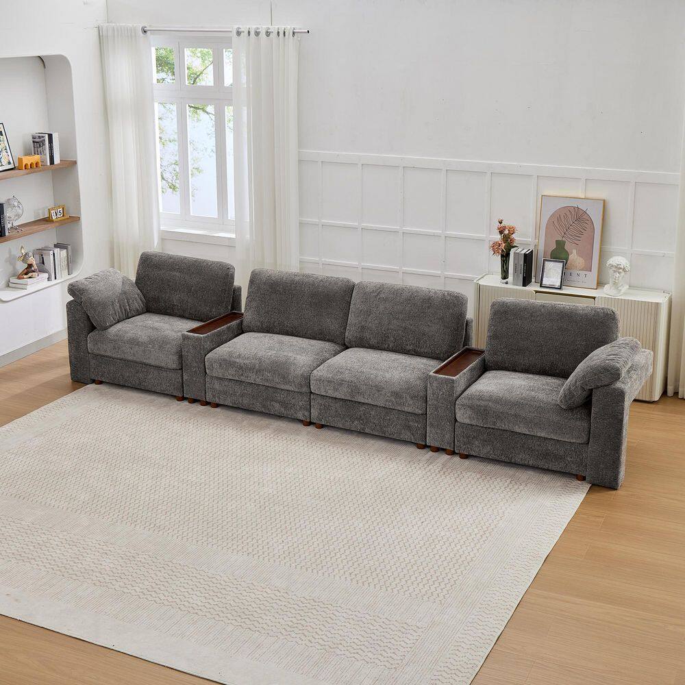 160 in. Straight Arm 4-Piece Chenille Modular Sofa Sectional Sofa with Ergonomic Design in. Orange price history on PriceWatchPro