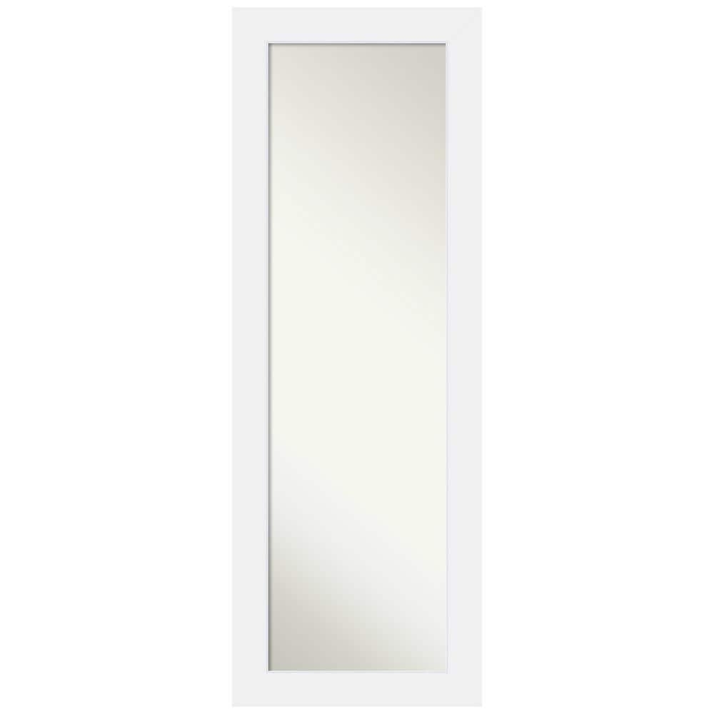Large Rectangle Satin White Modern Mirror (53.13 in. H x 19.13 in. W)