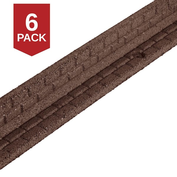 48 in. x 3 in. x 3 in. Brown Brickface Rubber Landscape Edging (6-Pack)