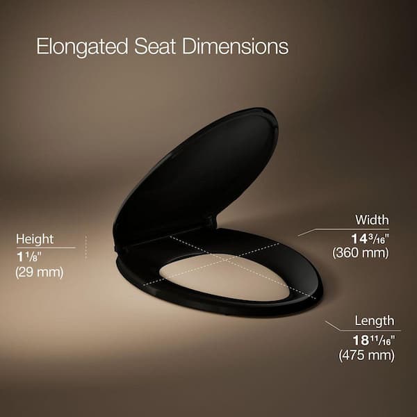 Cachet Elongated Nightlight Quiet Close Toilet Seat in Black Black