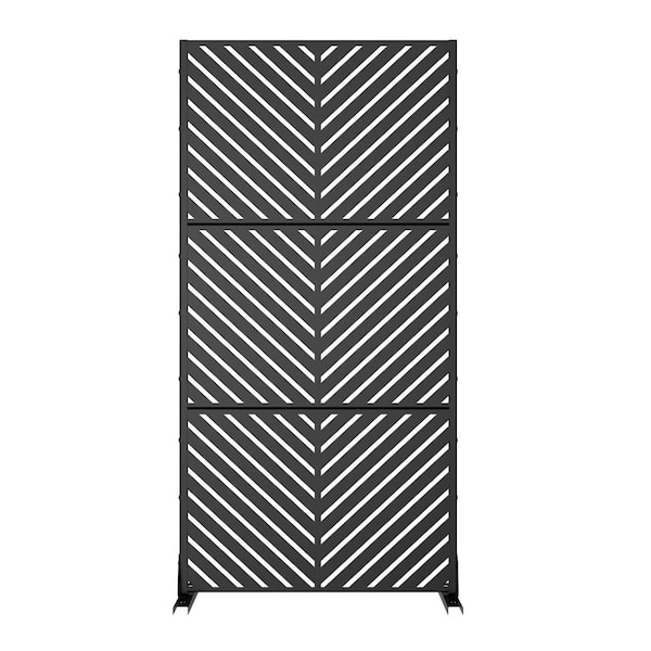 Unbranded 72 in. H x 35 in. W Black Outdoor Freestanding Metal Privacy Screen Decorative Garden Fence