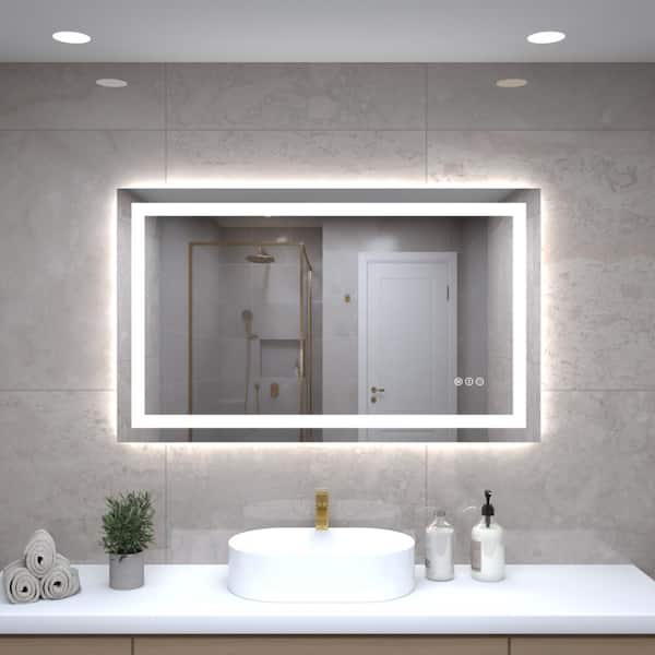 Jushua 40 in.x 24 in. LED Vanity Mirror with Light Stepless Dimmable ...