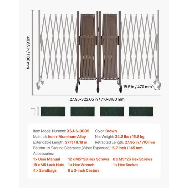 SKYSHALO Double Expandable Safety Barricade 322.05 in. W x 46.85