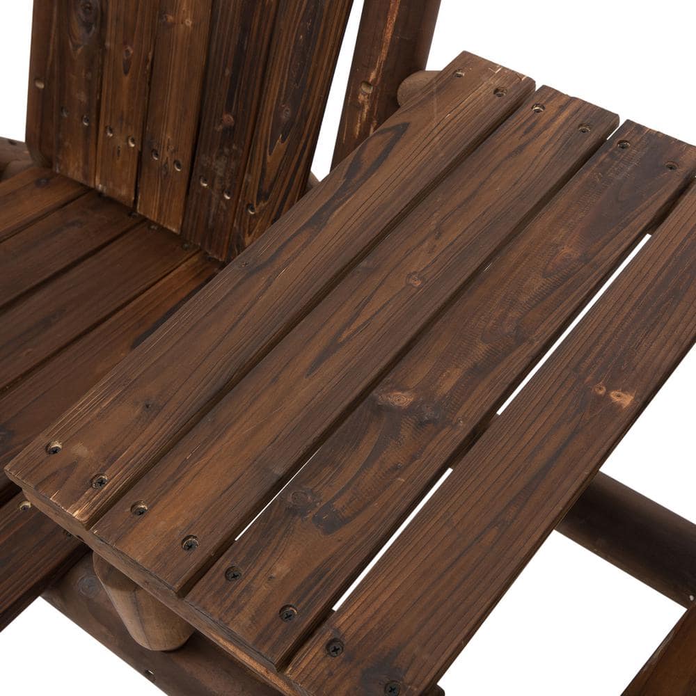 Rustic Twin-Seater Adirondack Bench with Integrated Table