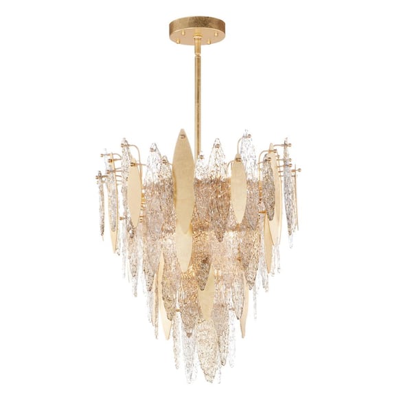 Majestic 12-Light Gold Leaf Chandelier