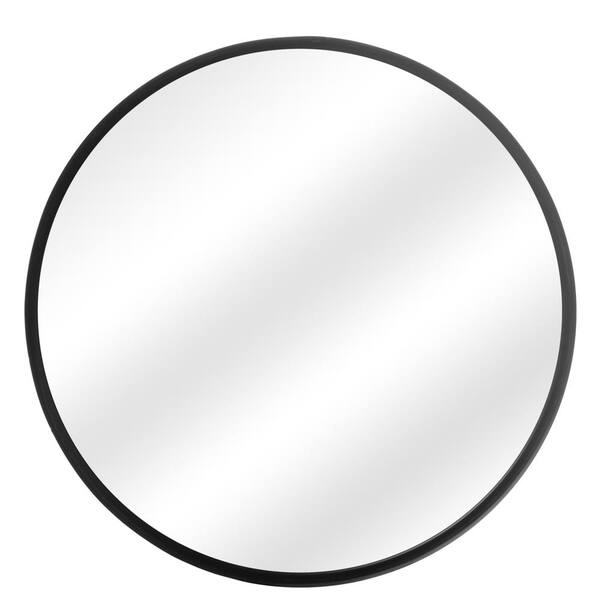 Winado 30 in. x 30 in. Iron Frame Black Round Wall Mirrors 129850848911