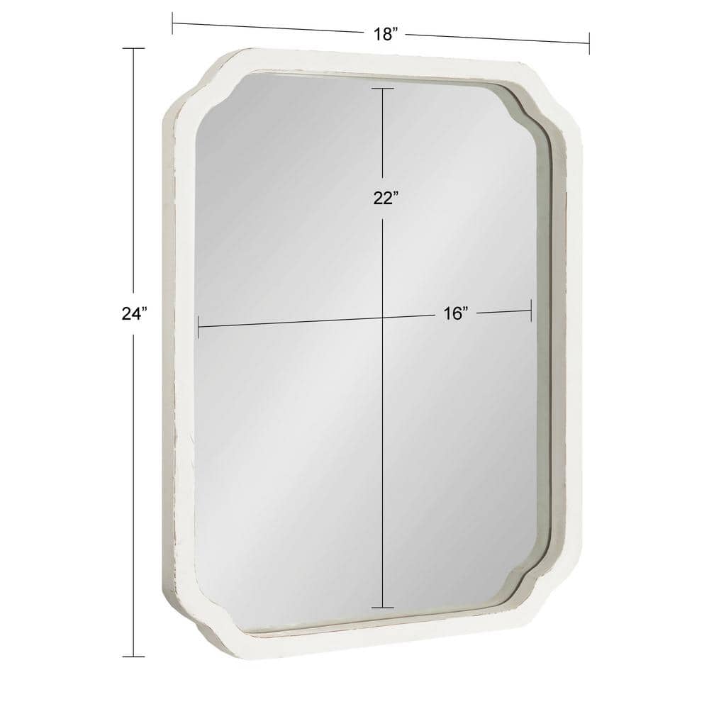 White Rectangular Solid Wood Bathroom Vanity Mirror