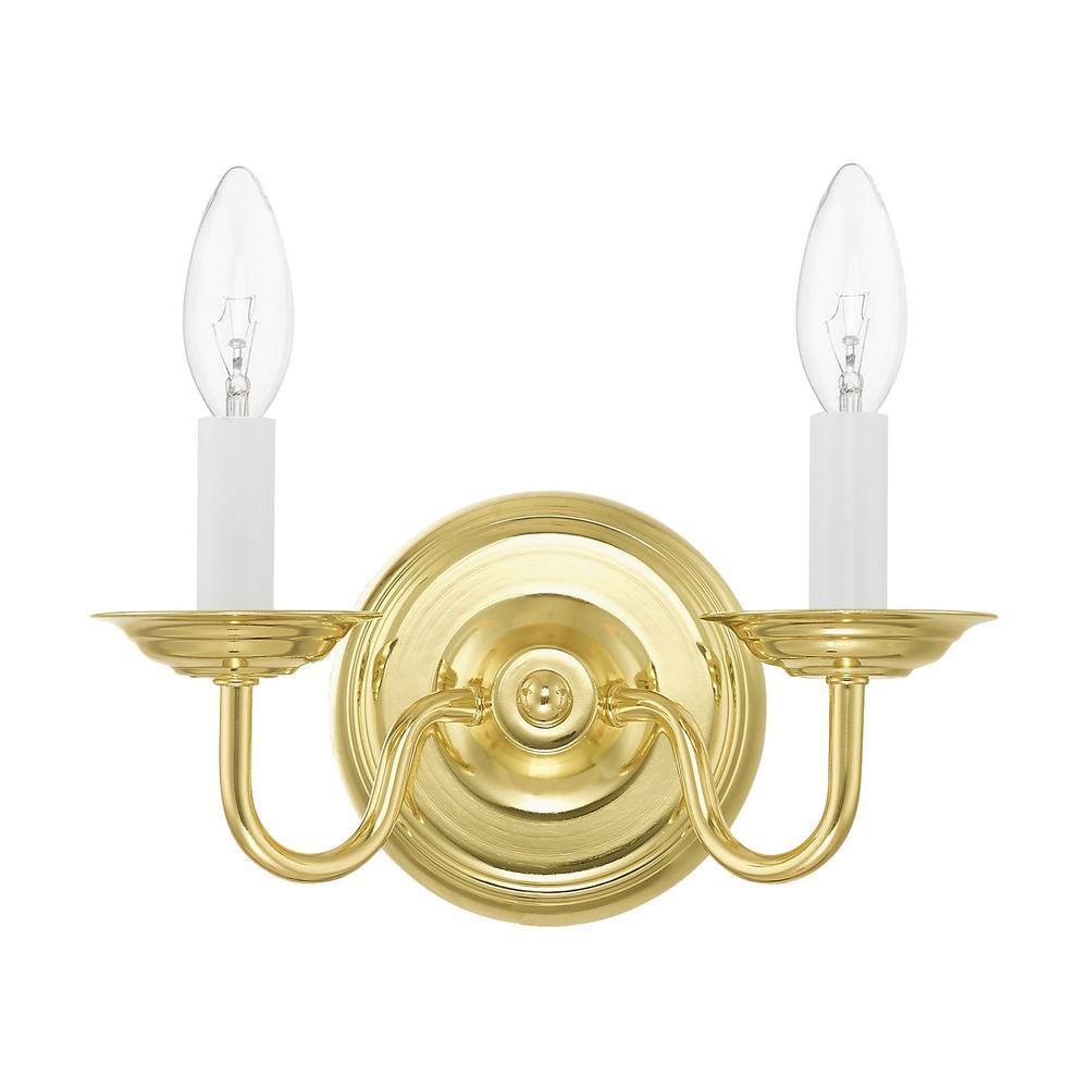 Colonial Elegance 2-Light Polished Brass Direct Wired Sconce