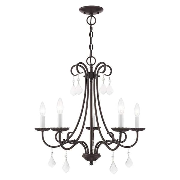 AVIANCE LIGHTING Shirlington 5-Light English Bronze Chandelier with Clear Crystals