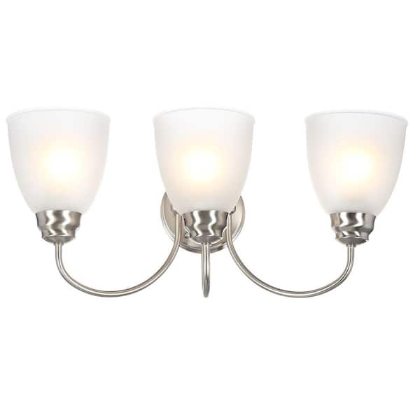 Hamilton 3-Light Brushed Nickel Vanity Light with Frosted Glass Shades