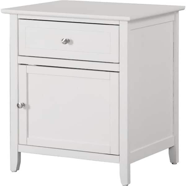 White Finish, 1 Drawer Nightstand
