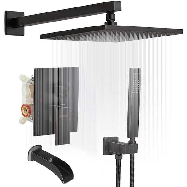 BWE 3-Spray Patterns With 2.5 GPM 10 in. Showerhead Wall Mounted Dual Shower Heads With Valve in Oil Rubbed Bronze