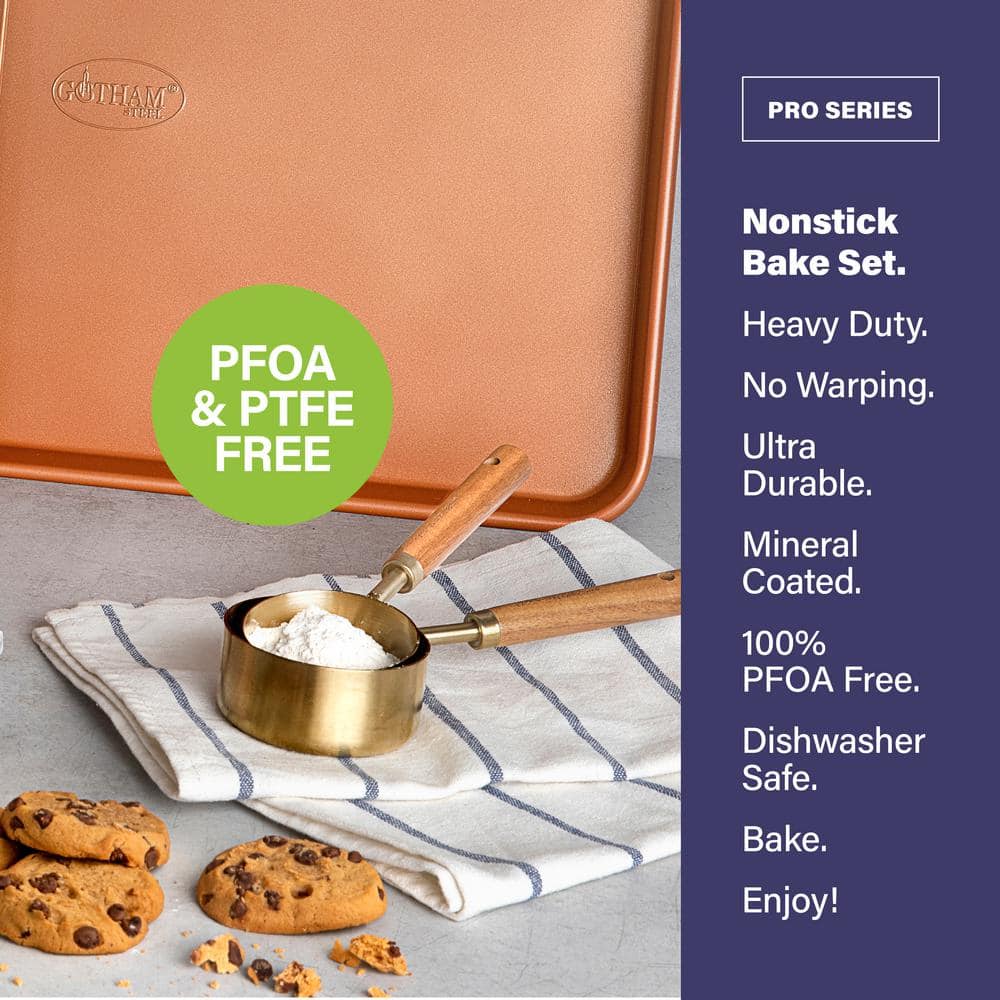 Copper Nonstick Aluminum Cookie Sheet with Ceramic Coating