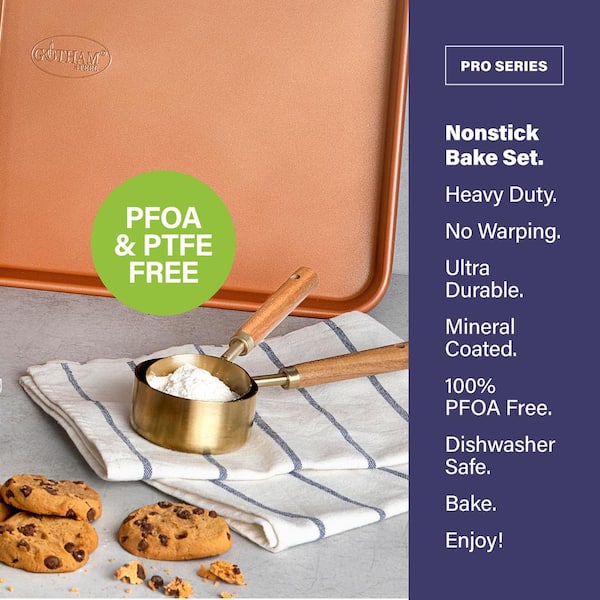 17-Inch Nonstick Baking Sheets & Cookie Trays for Oven, 3-Pack PFOA Free  Baking Pans Set, Black