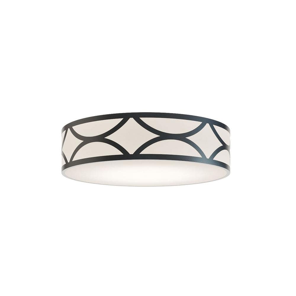 Black and White Glass Drum LED Flush Mount Light