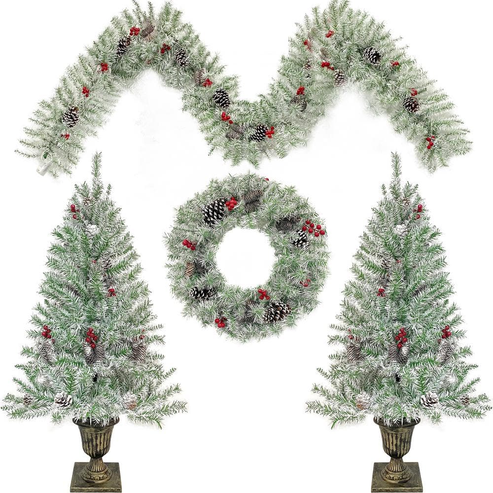 Cesicia 36 in. x 26 in. Christmas Tree Arbor 4-Piece Set with LED