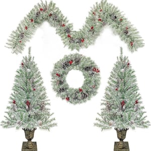 48 in. x 26 in. Christmas Tree Arbor 4-Piece Set with LED Lights and Garland