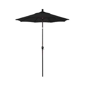 6 ft. Bronze Aluminum Pole Market Aluminum Ribs Push Tilt Crank Lift Patio Umbrella in Black Sunbrella