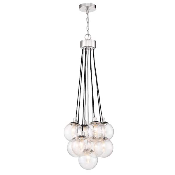 CRAFTMADE Que 40-Watt 9-Light Chrome Finish Dining/Kitchen Island Pendant Light w/ Seeded Glass Shade, No Bulbs Included