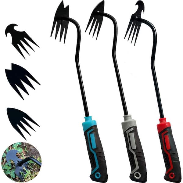 Oyezvary 3 Pieces Garden Weed Puller Tool Set 2025 New Hand Weeder with Rubber Handle 4 Teeth Manual Multi-Purpose Weeding Tool