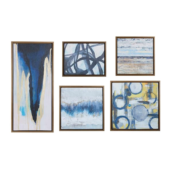 Abstract 5-Piece Gallery Framed Canvas Art Print Wall Art Set by Blakely Bering 36.6 in. x 16.6 in.