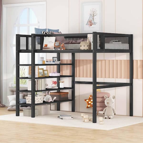 wetiny Black Twin Platform Bed