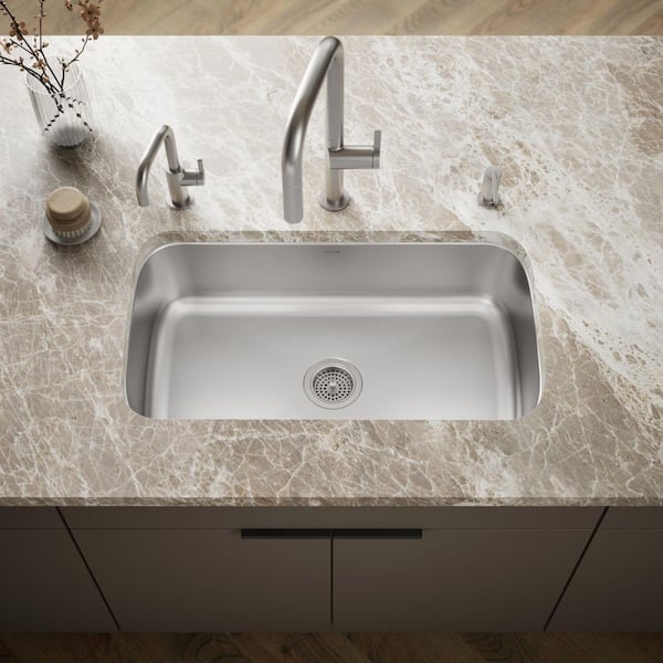 Undertone Undermount Stainless Steel 32 in. Single Bowl Kitchen Sink