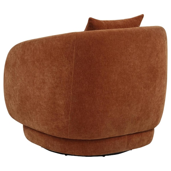 Coaster Arnaud Chenille Upholstered Swivel Accent Chair Burnt