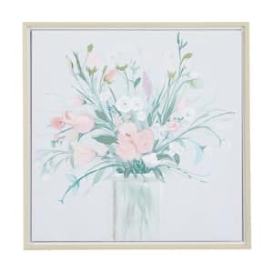 1- Panel Floral Bouquet Framed Wall Art with Tan Frame 24 in. x 24 in.