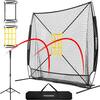 VIVOHOME 7 ft. x 7 ft. Baseball Softball Hitting Net with Strike Zone, Batting Tee, Carry Bag VH1473-BK