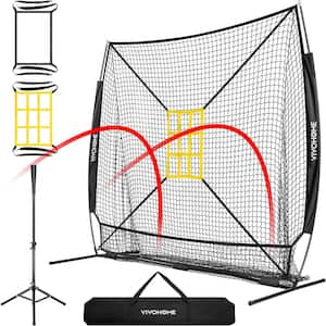 7 ft. x 7 ft. Baseball Softball Hitting Net with Strike Zone, Batting Tee, Carry Bag