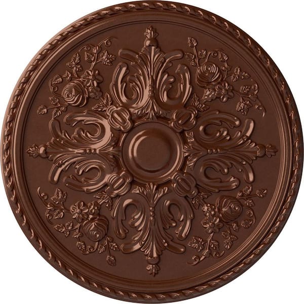 Ekena Millwork 32-5/8 in. x 2 in. Bradford Urethane Ceiling Medallion (Fits Canopies up to 6-5/8 in.), Copper Penny