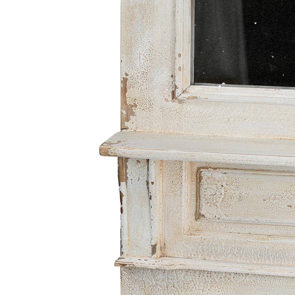 Antique White Full Length Distressed Wood Wall Mirror