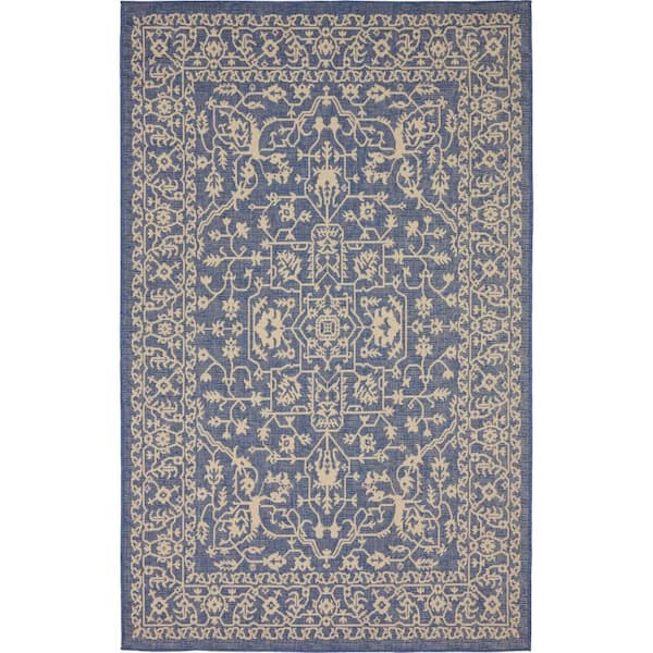 Unique Loom Outdoor Allover Navy Blue 5' 0 x 8' 0 Area Rug