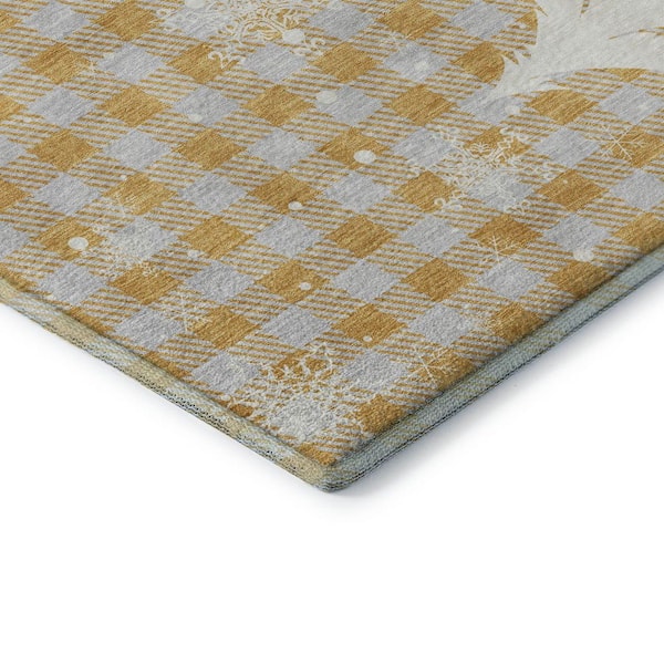 Mayfield Premium Machine Washable Abstract AMF1824 Gold 5 ft. x 7 ft. 6 in. Area Rug