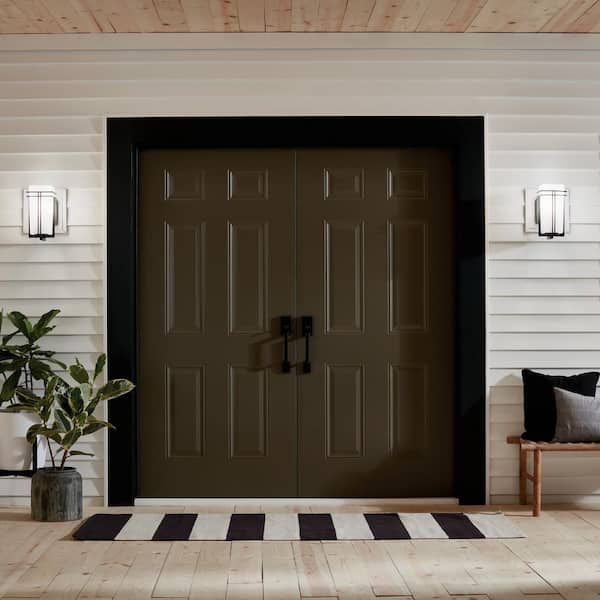 Tremillo 11.75 in. 1-Light Black Outdoor Hardwired Wall Lantern Sconce with No Bulbs Included (1-Pack)