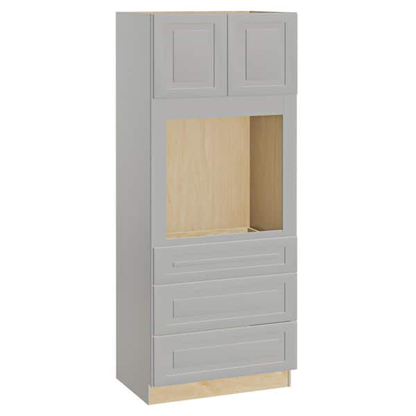 Grayson 33 in. W x 24 in. D x 84 in. H Assembled Plywood Double Oven Kitchen Cabinet in Pearl Gray with Soft Close
