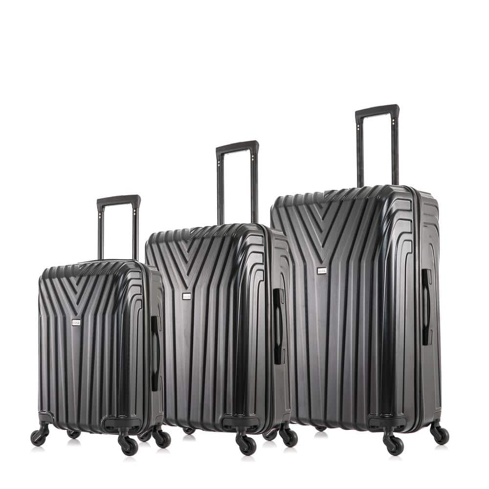 InUSA Vasty Lightweight Hardside Spinner Black 3-Piece Luggage set 20 ...