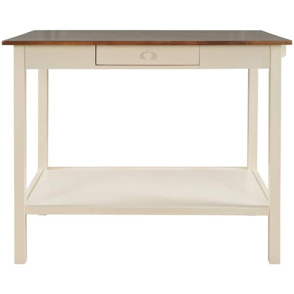 Unbranded Vacaville Cream White Kitchen Island with Drawer