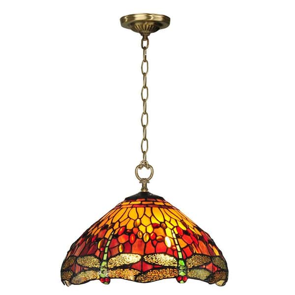 Dale Tiffany Reves Dragonfly 1-Light Antique Brass Hanging Pendant