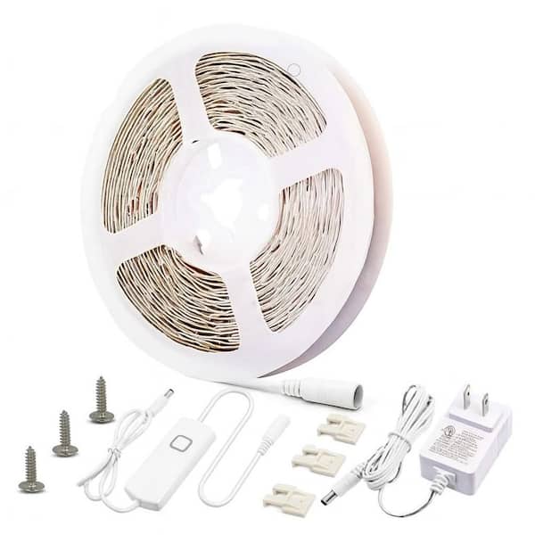16.4 ft. Integrated LED White Strip Light Fixture-Dimmable 12V Flexible Rope Lighting Kit for Kitchen, Party Decor