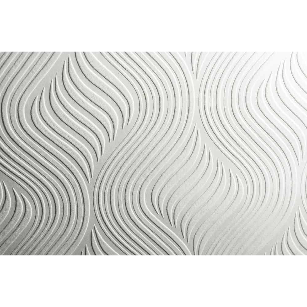 White Embossed Paintable Geometric Wallpaper Roll